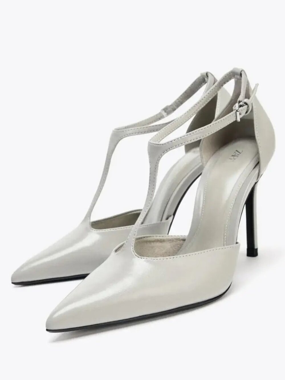 Zara Light Gray Strappy Heels Size 10